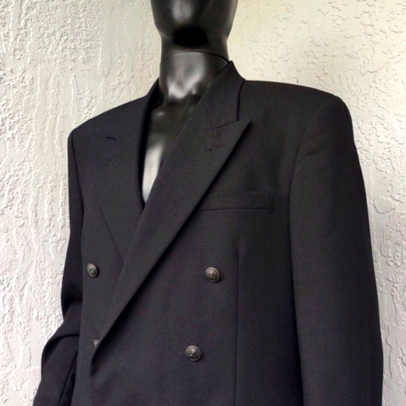 LANA MODA MEN'S PURE ITALIAN WOOL DOUBLE BREASTED LUXURY BLAZER - Picture 4 of 17